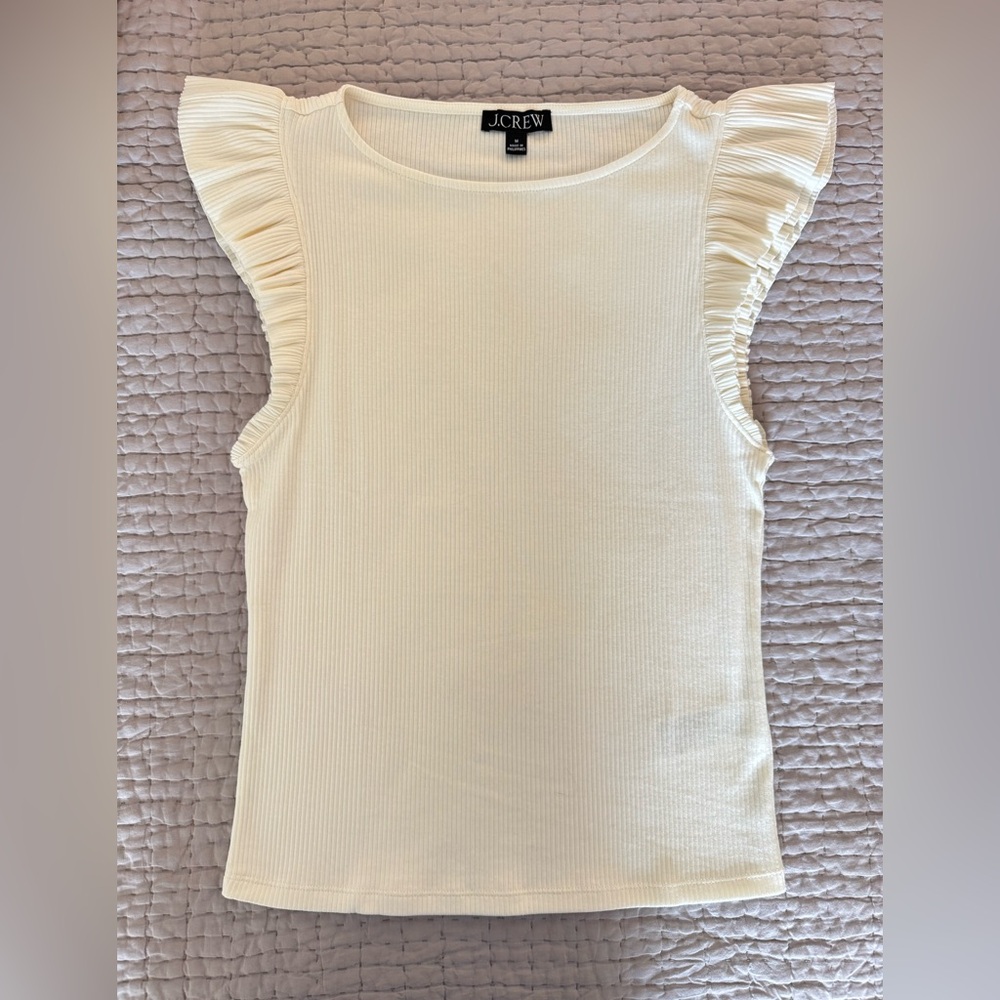 J. Crew Vintage rib ruffle boatneck tank top